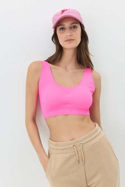 Seamless Laser Cut Bra Without Underwire with Removable Pad 1016 Fuchsia
