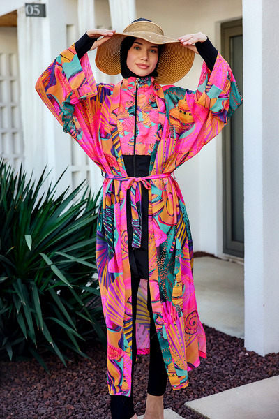 Remsa Single Kaftan Kimono Pareo on Hijab Swimsuit Pink02 Rp023 Color Shell