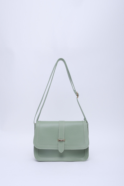 Mint Green Shk127 Faux Leather Inner Zipper Pocket Snap Closure Hand, Arm and Shoulder Bag