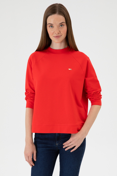Women's Red Regular Crew Neck Basic Sweatshirt 50313610-Vr030