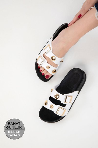 Black-White Women's Slippers 20490
