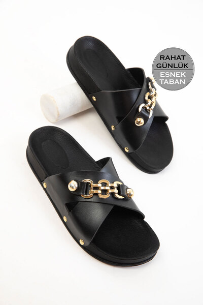 Black Women's Slippers 20703