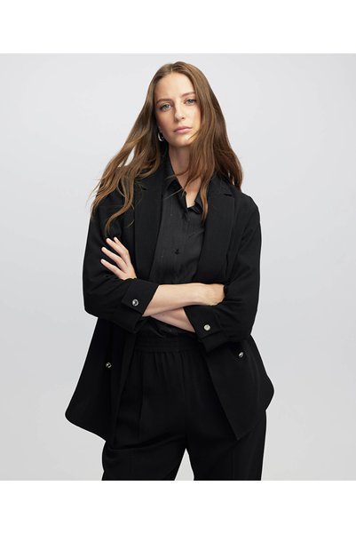 Buttoned Unlined Black Women's Jacket Iw6250005069