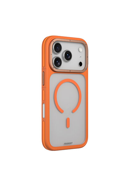 Маска за iPhone 17 Pro Max со M-safe полнење, серија Rock Sand, портокалова