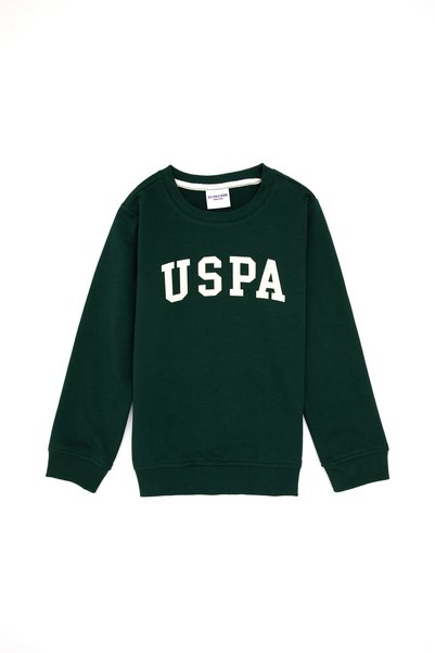Boy's Dark Green Crew Neck Basic Sweatshirt 50313830-Vr079