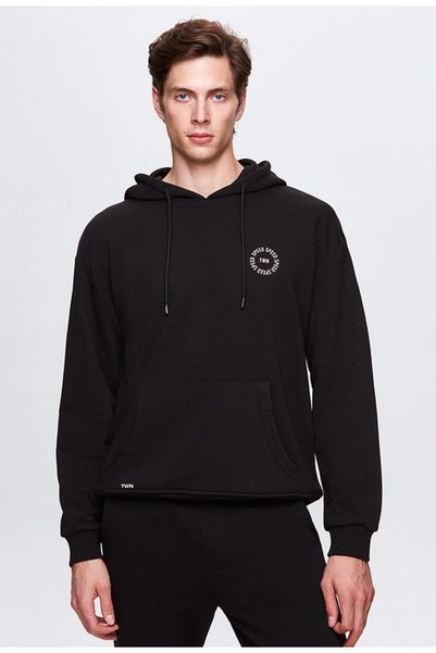 Relaxed Fit Black Printed Sweatshirt