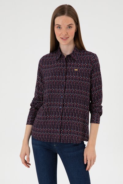 Women's Navy Blue Long Sleeve Shirt 50316381-VR033
