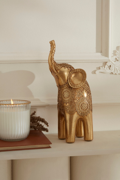 Elephant Figurine Gold 11,3X9,8X25,5 cm