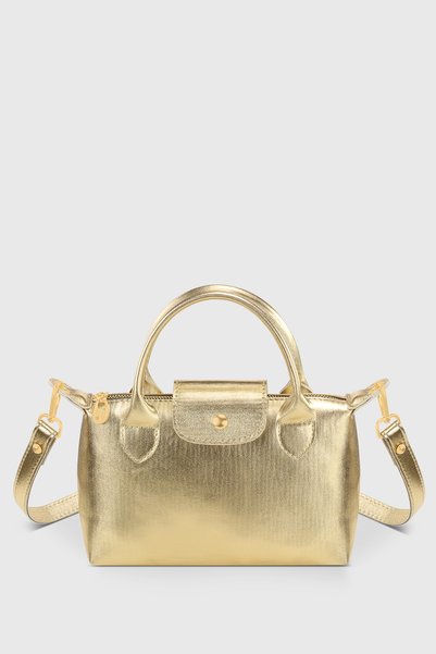 Gold Shiny Pu Leather Versatile Crossbody Bag