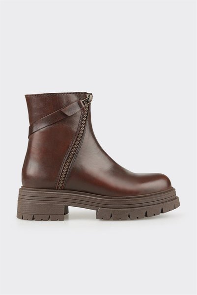 Brown Leather Women's Casual Boots