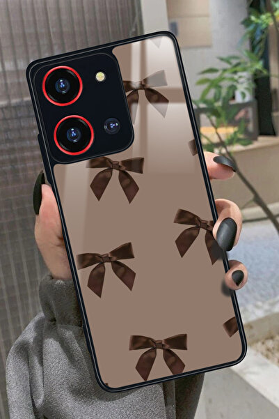 S19 Max Pro S 108 MP (Zoom) компатибилна сјајна премиум футрола со дизајн на кафеава лента