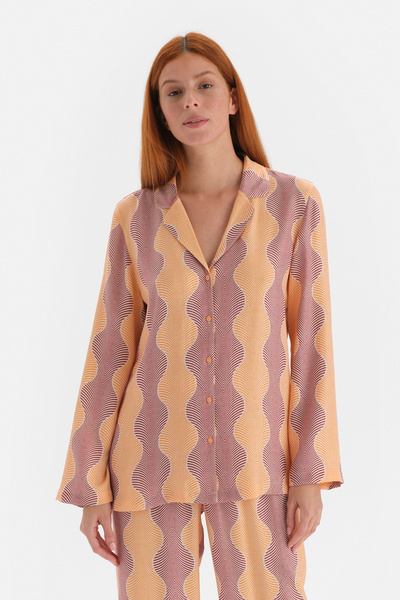 Yellow Glittery Long-Sleeve Satin Shirt