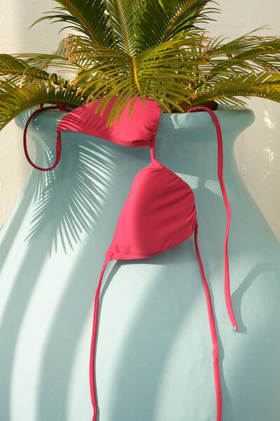 Fuchsia Triangle Small Bikini Top