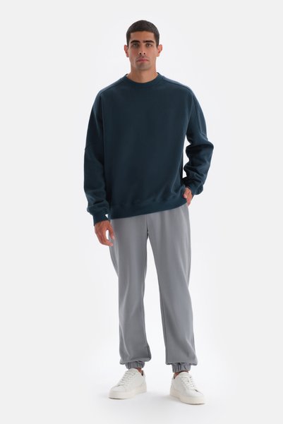 Gray Elastic Leg Cotton Sweatpants