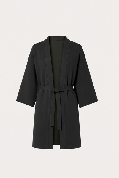 Women's Off Shoulder Tie Kimono Anthracite