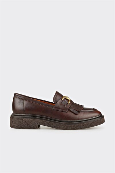 Brown Leather Women's Casual Shoes