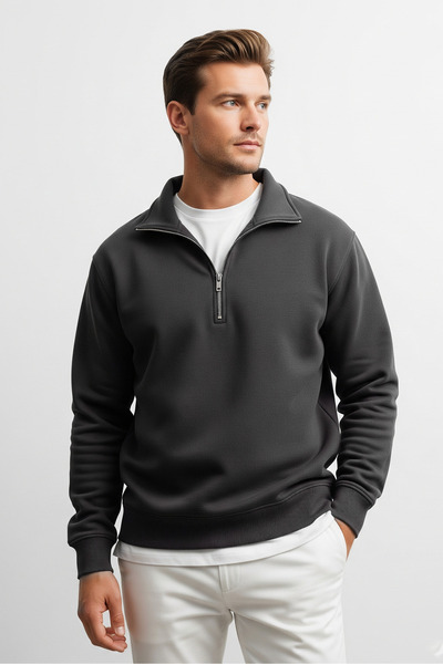 Men's Half-Zip Loose Smoke Sweatshirt