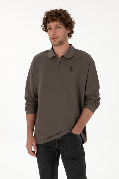 Men's Comfort Fit Half Zip Mink Sweatshirt 50313754-Vr052