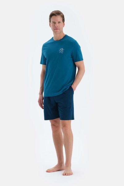 Navy Blue Combed Modal Shorts