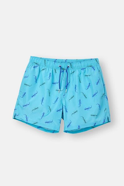 Multicolor Patterned Short Swim Trunks