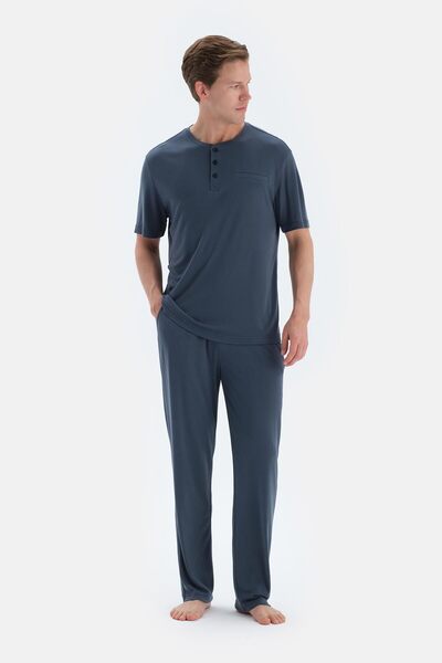 Indigo Pat and Fleto Pocket Detailed T-Shirt Pants Pajama Set