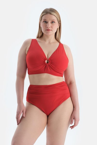 Red High Waist Bikini Bottom