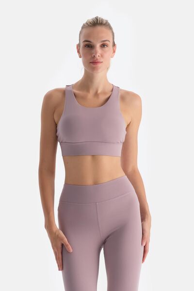 Dusty Rose Women's Back Tulle Detailed Sports Bra