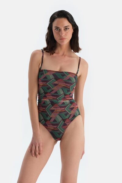 Multicolor Strapless Swimsuit