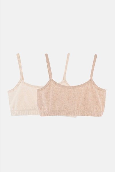 Beige Melange - Brown Melange 2-Piece Girl's Cotton Bustier
