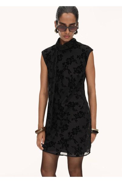 Jacquard Floral Print Wrap Dress