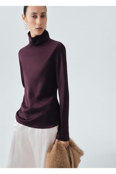 High Collar Satin Blouse