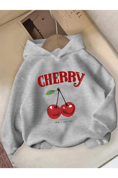 Happy Cherry Printed Oversize Kids Sweatshirt