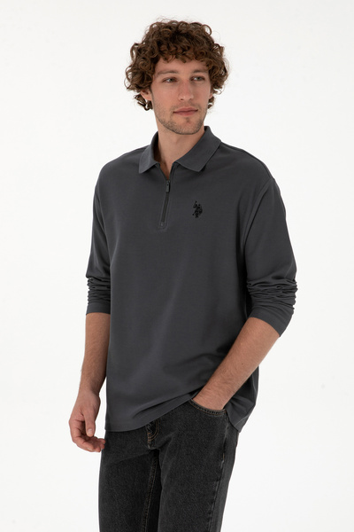 Men's Comfort Fit Half Zip Anthracite Sweatshirt 50313754-Vr006