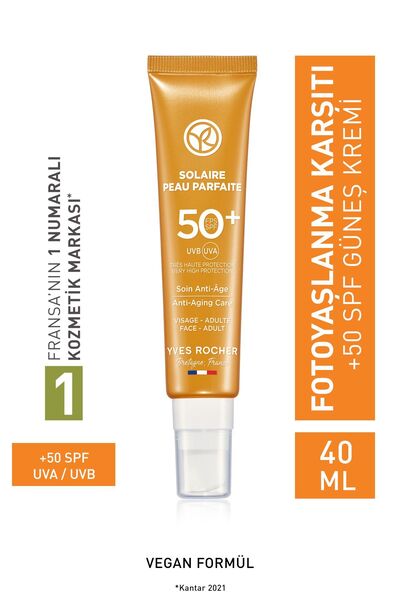 Spf 50 крема за сончање за лице со висока заштита против фотостареење и дамки/solaire Peau Parfaite-40 ml