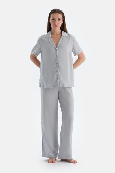Light Gray Cool Touch Ribbed Woven Trousers