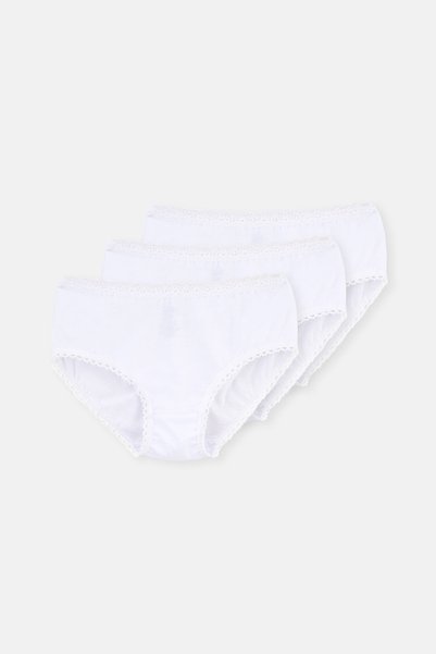 White 3-Piece Combed Cotton Girls' Slip Panties