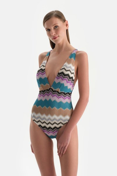 Green Deep V Swimsuit