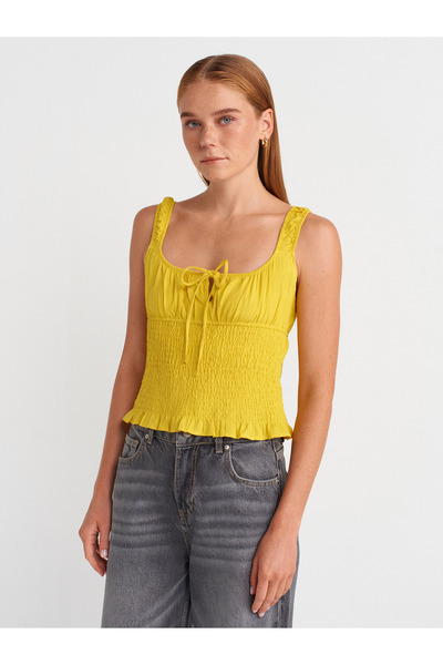 50867 Strap Blouse-Yellow
