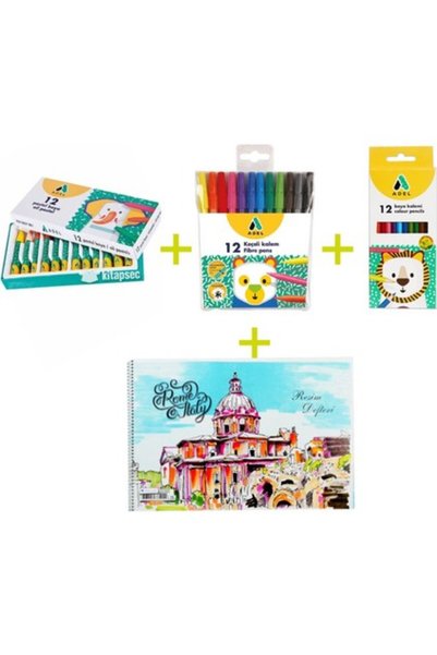3-Piece Painting Set Dry Pastel Painted Paint 25X35 15 Sheets Painting Notebook