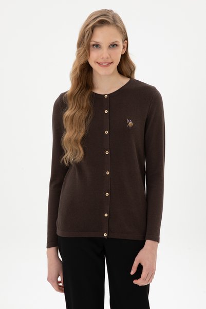 Women's Dark Brown Basic Knitwear Cardigan 50307737-Vr084