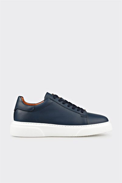 Navy Blue Leather Men's Casual Shoes