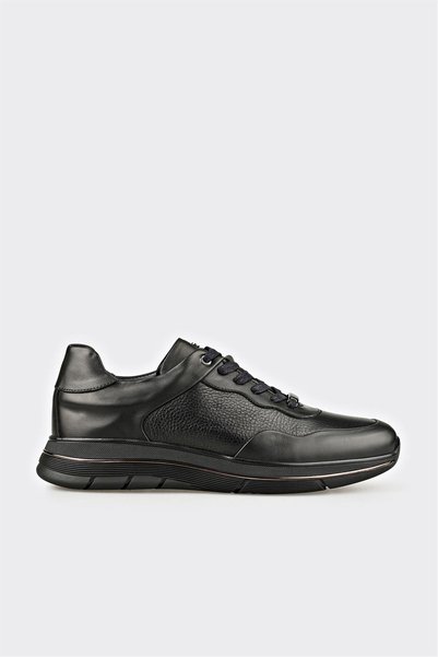 Black Leather Men's Casual Shoes