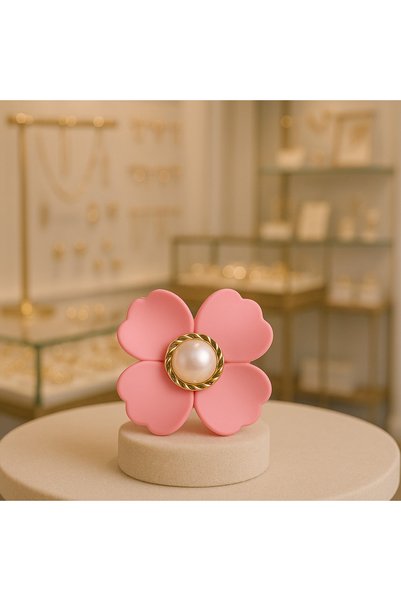 Women's Pink Soft Touch Acacia Flower Claw Clip