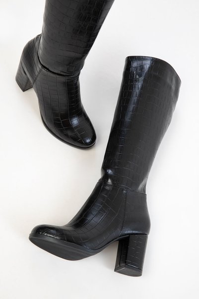 Black Crocodile Women's Boots 17548
