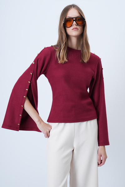 Burgundy New Season Special Design Blouse Alc-X14644