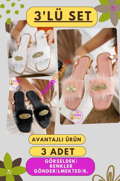 3-Piece Pack Women's Slippers Daily Home Slippers Guest Dowry Bundle Bride 3-Piece Slipper Set