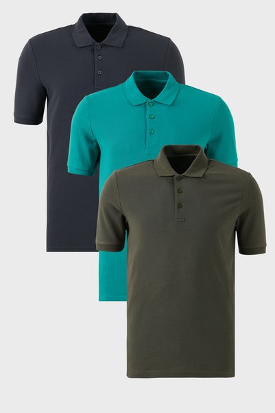 Cotton Regular Fit Buttoned Polo Collar 3-Pack T-Shirt Men's T-SHIRT 5902127S3