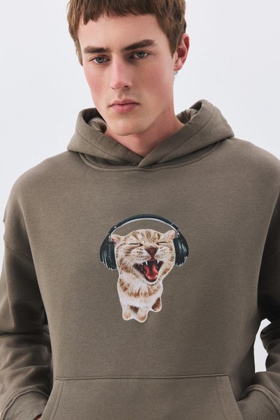 Unisex Headphone Cat Sweatshirt Anthracite