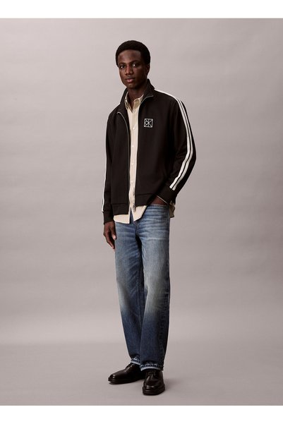 Thick Collar Black Men's Sweatshirt Lv04Ld220Gub1_Dbl Knit Stripe Track