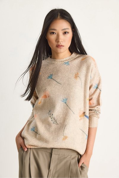 Women's Beige Piecework Knitwear Sweater 20234237